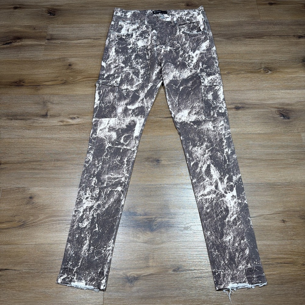 Purple Brand Men's 29 x 32 Brown Denim Stone Printed Skinny Jeans P002 Acid Wash